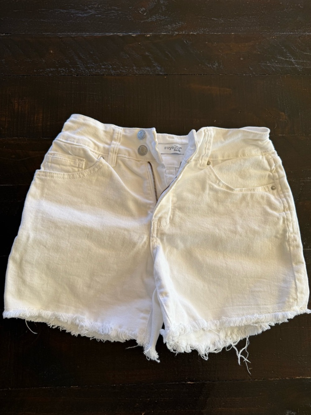 White Denim Frayed Hem Women's Shorts